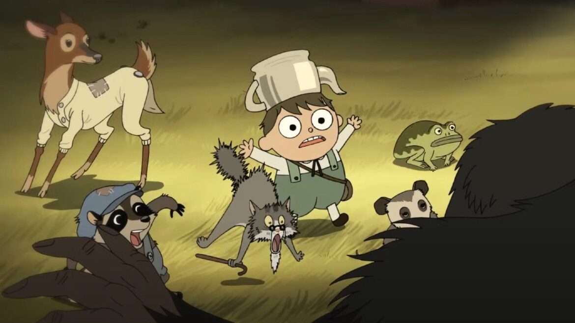 I Watched Over The Garden Wall For The First Time, And It’s Such A Great Animated Miniseries For Kids And Adults Gregory and animals are scared by a gorilla