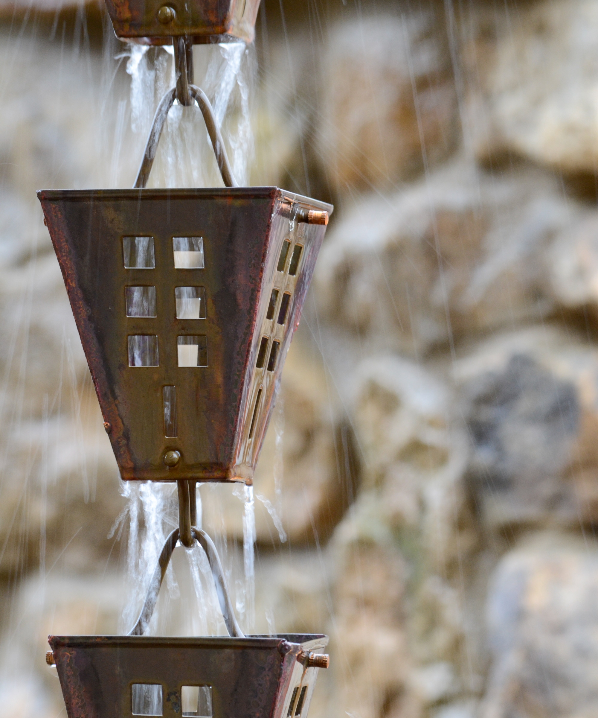 Copper rain chain