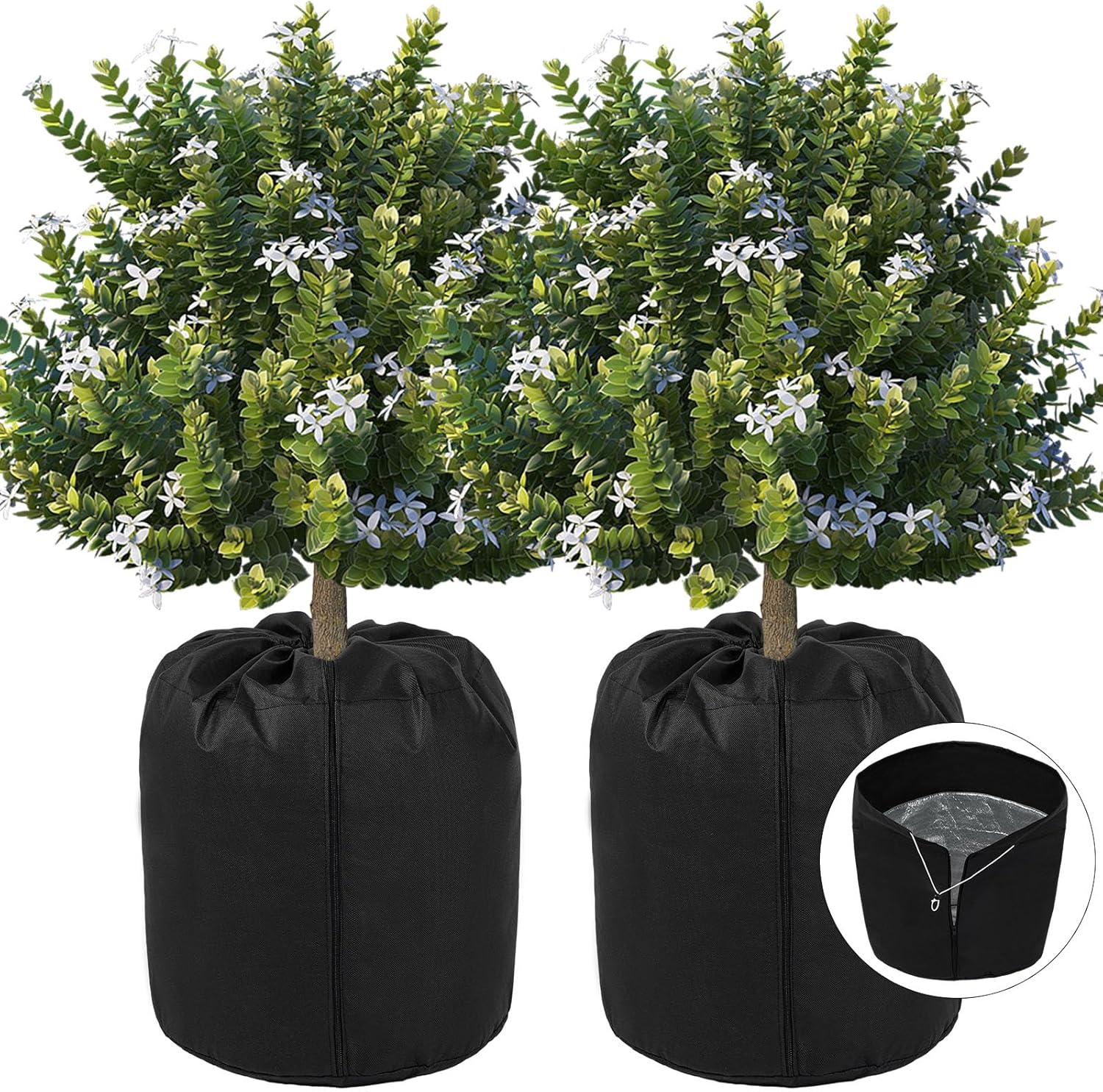 Ecmln 2pcs Plant Winter Protection Pot, Winter Plant Frost Protection Cover,16.9 * 19.2in Flower Pot Protection Bag for Winter Outdoor Fruit Trees Potted Plants Shrubs (2pcs)