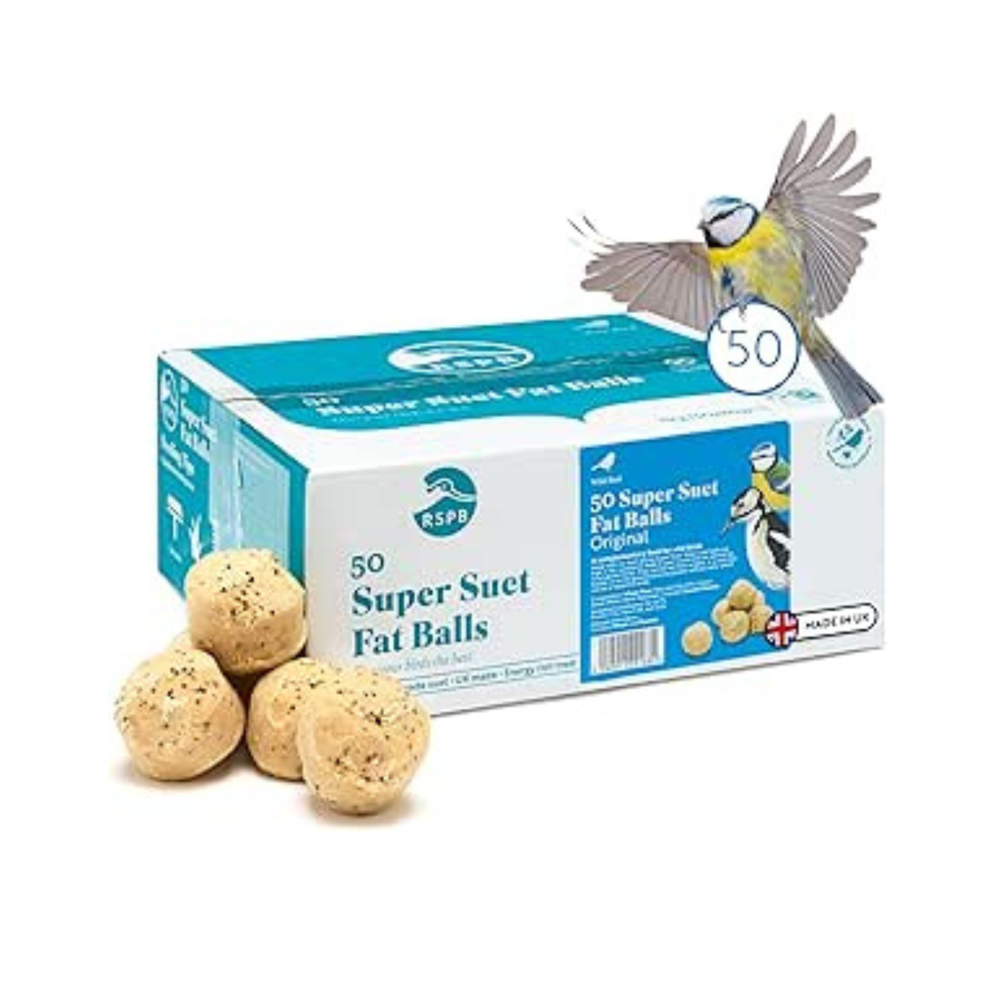 RSPB Wild Bird Food Super Suet Fat Balls, 50 in a Box