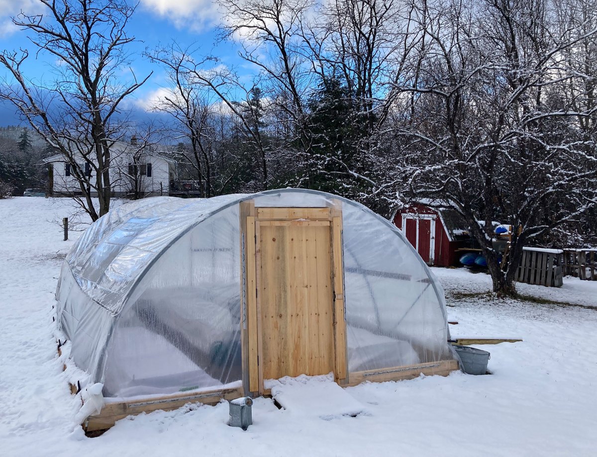 Hoop house in winter