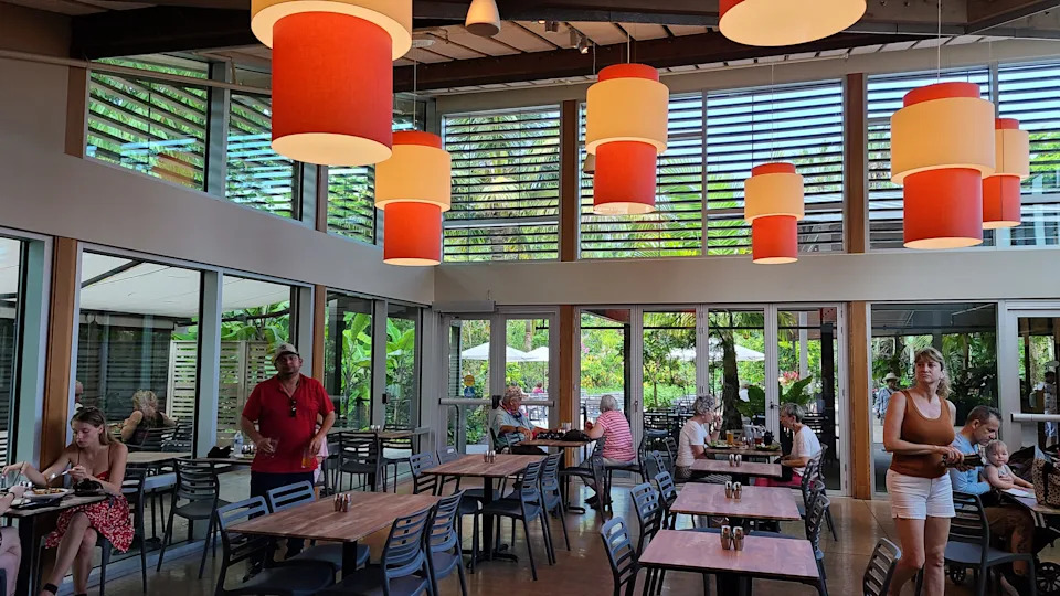 Inside Fogg Cafe at Naples Botanical Gardens.