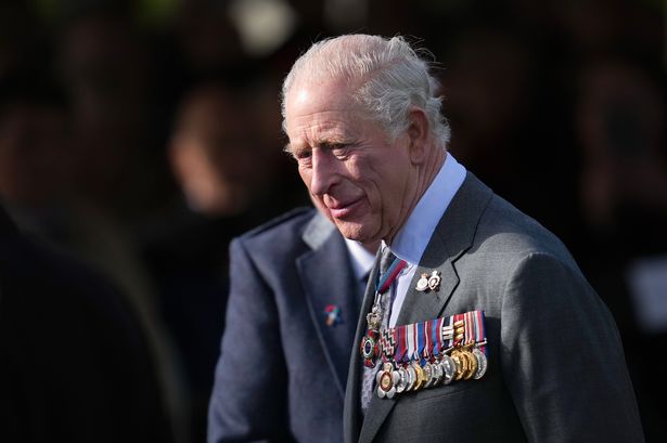 ALREWAS, STAFFORDSHIRE - OCTOBER 27: King Charles III King Charles III attends the dedication ceremony for a new memorial to the Armed Forces LGBT+ community at the National Memorial Arboretum on October 27, 2025 in Alrewas, Staffordshire. The memorial, named "An Opened Letter" is the first to be dedicated to members of the LGBT+ community in the armed forces. Until 2000, it was illegal for members of the British Armed Forces to be openly gay. The memorial is dedicated to those who suffered under this law as well as those currently serving in the military. (Photo by Christopher Furlong/Getty Images)