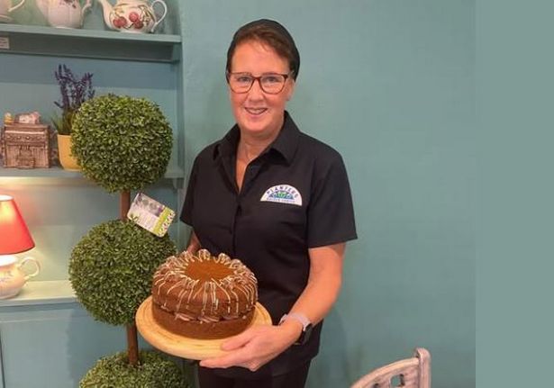 Baker Jo Chambers with her 'famous' chocolate sponge cake 