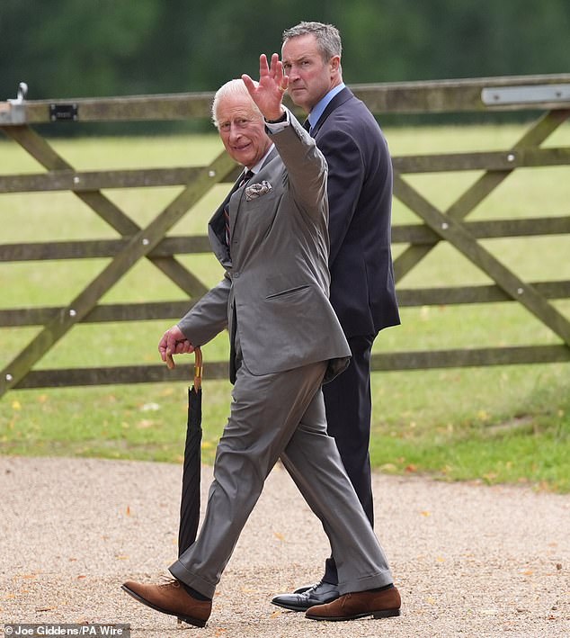 The King has personally overseen the renovation of the gardens at the Norfolk estate, with a 400 yard-long magnolia walk and a new maze among the additions (The King pictured leaving church at St Mary Magdalene Church in Sandringham in July)