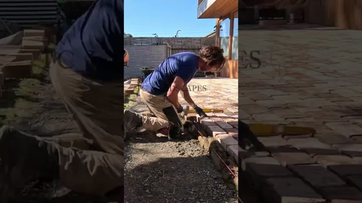 Large brick patio made out of 100 year old  bricks  #brickpaving #patio #gardendesign