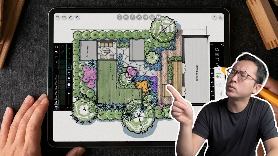 iPad for landscape architects (simple residential backyard). iPad for landscape architects (simple residential backyard).