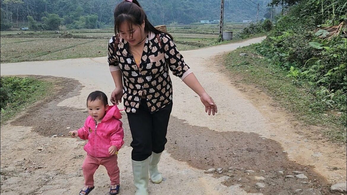 single mother helps them build house and vegetable garden.Single mom