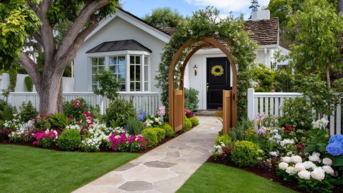 Elegant Small Front Yard Makeover | Stunning Entryway Ideas with Garden Gates & Arches