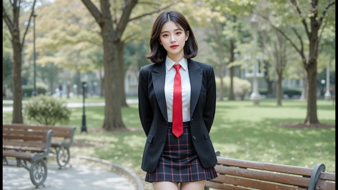 ai girl lookbook 19 school uniform | Korean Uniform Elegant in the Garden | Music Official Video