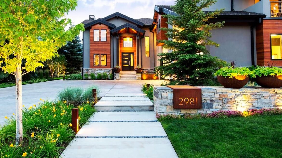 MODERN FRONT YARD LAWN LANDSCAPING DESIGN IDEAS | BEST CONTEMPORARY STYLES FOR FRONTYARD HOME AREA