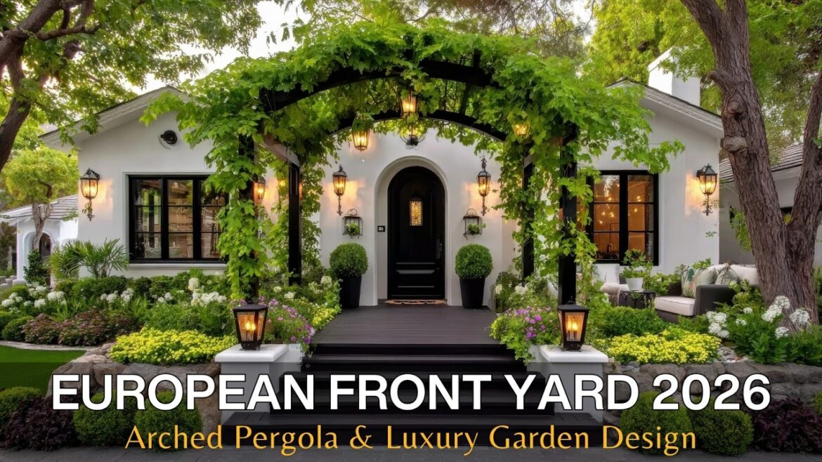 Modern European Front Yard | Arched Pergola Walkway & Luxury Garden Landscaping Ideas 2026 Modern European Front Yard | Arched Pergola Walkway & Luxury Garden Landscaping Ideas 2026