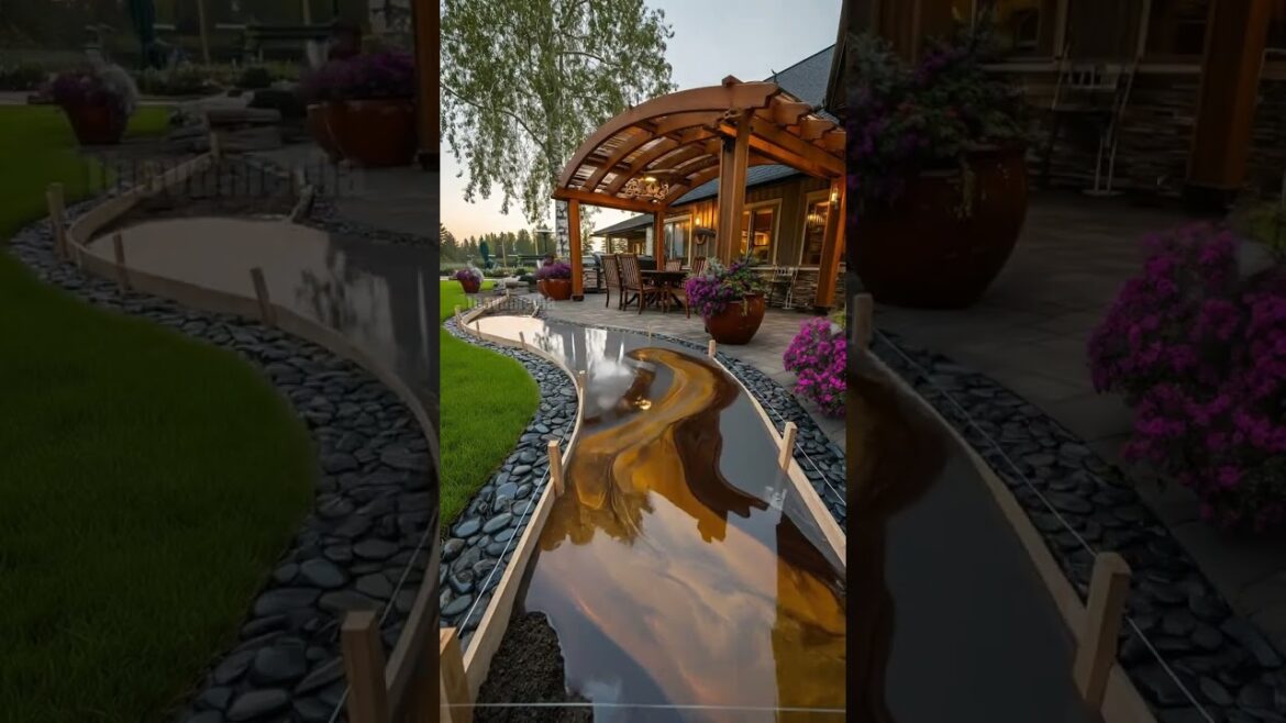 Stunning Epoxy Resin Pathway Installation! #DIY #backyard #resin