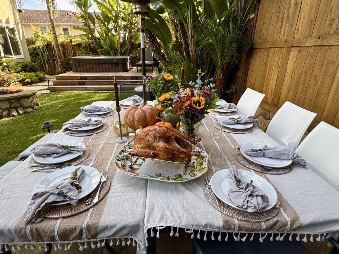 Thanksgiving table yesterday in our newly renovated backyard