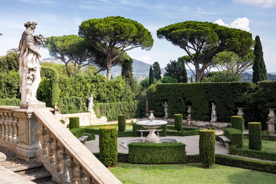 The Tuscan gardens where the English and Italian traditions come together, and Yorkshire rhubarb grows happily beside spectacular citrus