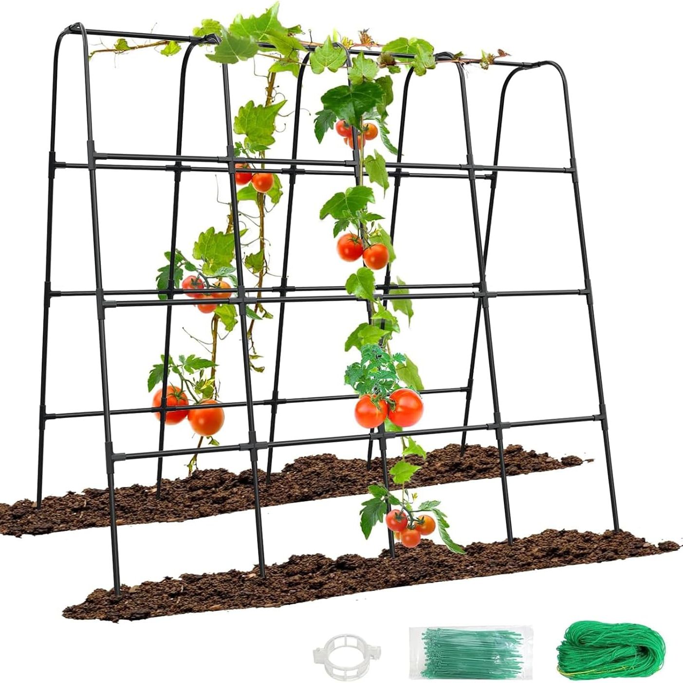 Gojaway 63" L X 63" H Cucumber Trellis for Raised Bed, Metal Arch Garden Trellis for Climbing Plants Outdoor, U-Shape Gardening Support Frame for Vegetable, Flower, Fruits, Vine
