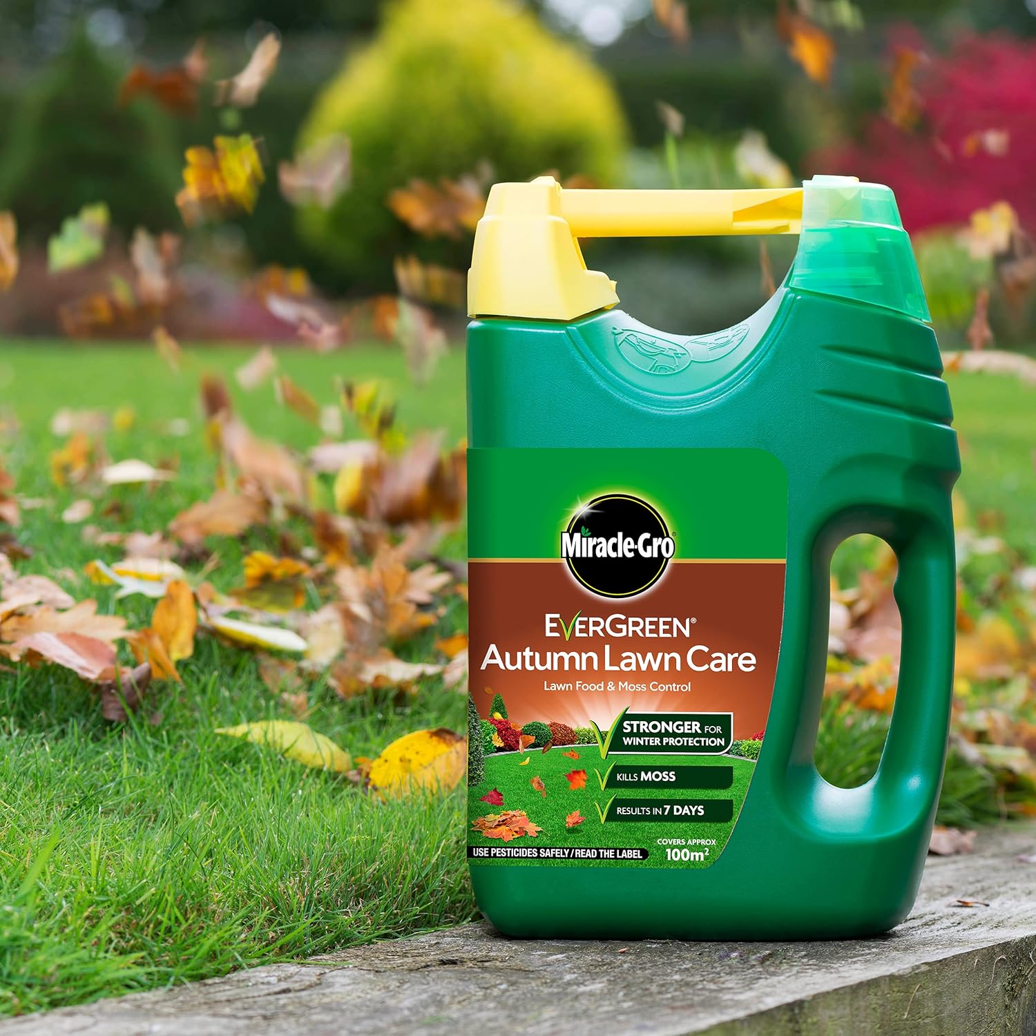Miracle-Gro Evergreen Autumn Lawn Care Spreader, Lawn Food &amp; Moss Control 3.5 Kg, 100 M2