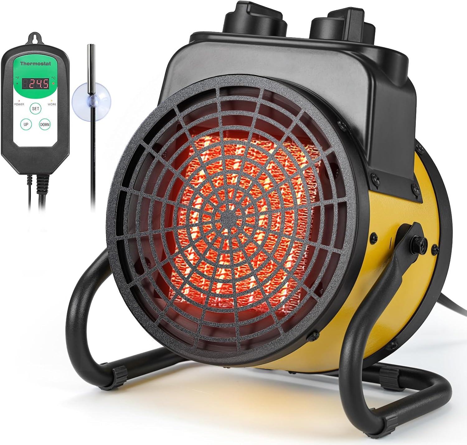 Air Choice Greenhouse Heater With Digital Thermostat, 1500w Outdoor Space Heater, Overheat Protection &amp; 3s Ptc Fast Heating, Grow Tent Heater for Winter Plants, Patio, Greenhouse, Camping, Garage