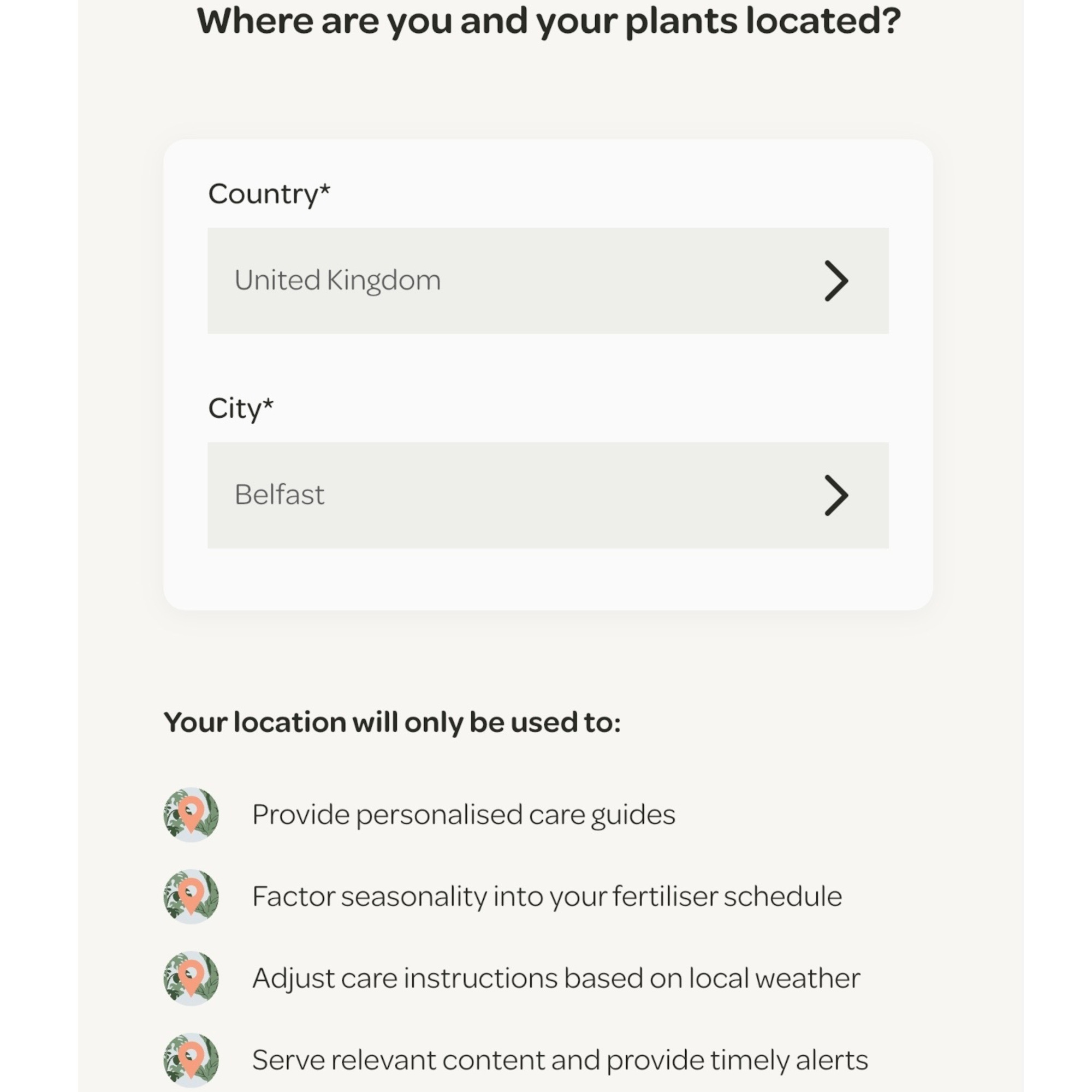 willow plant care app location settings