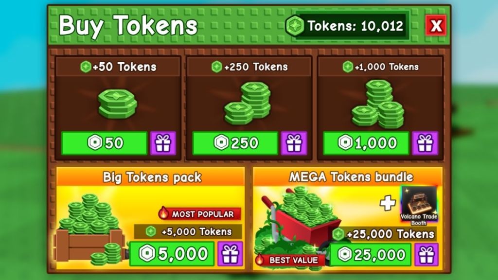 Buy Trade Tokens in Grow a Garden using Robux
