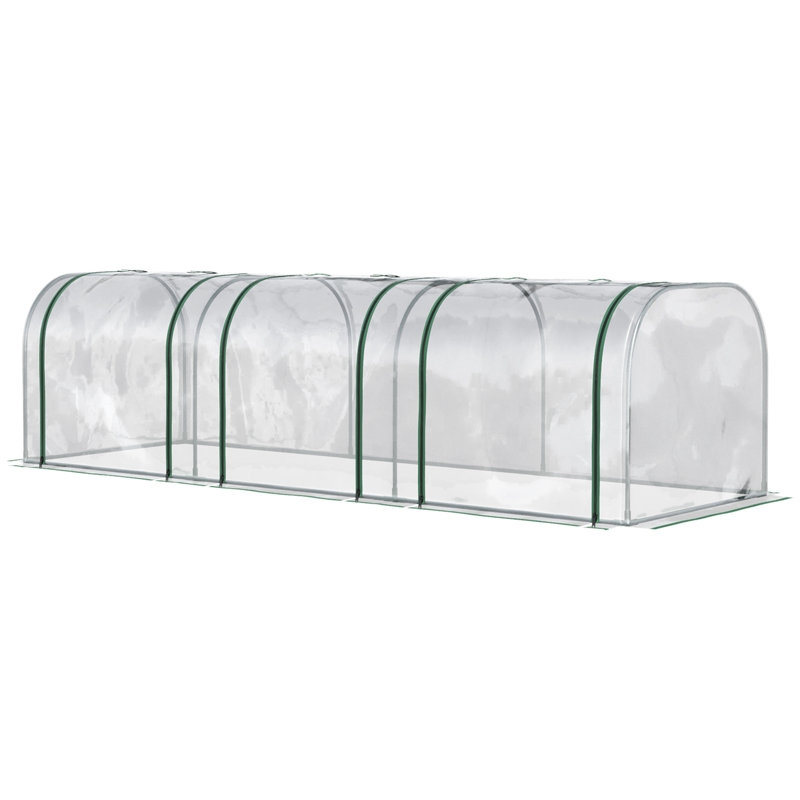 Tryimagine Outsunny 10' X 3' X 2.5' Mini Greenhouse, Portable Tunnel Green House With Roll-Up Zippered Doors, Uv Waterproof Cover, Steel Frame | Wayfair