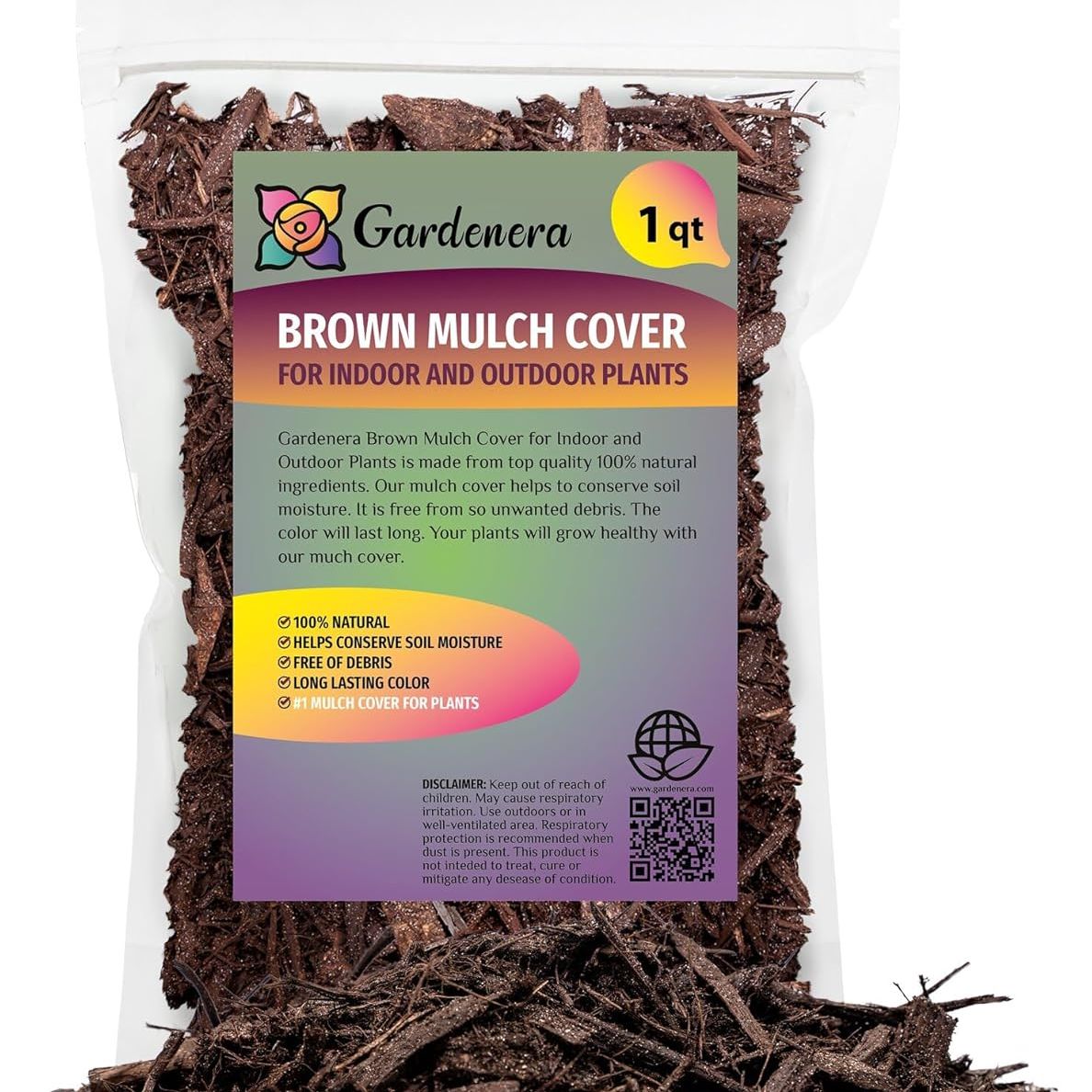 Gardenera Premium Brown Mulch - Transform Your Landscape With Natural Elegance - 1 Quart