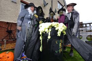Craven Arms and a Halloween mega display at Meadow Road at one of the houses.  Family members: Lyndsay Peters and Darren Bartlam.
