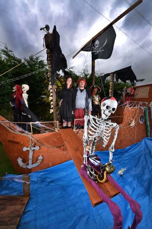 Craven Arms and a Halloween mega display at Meadow Road at one of the houses. Kerry and Rob Laban who live at the house.