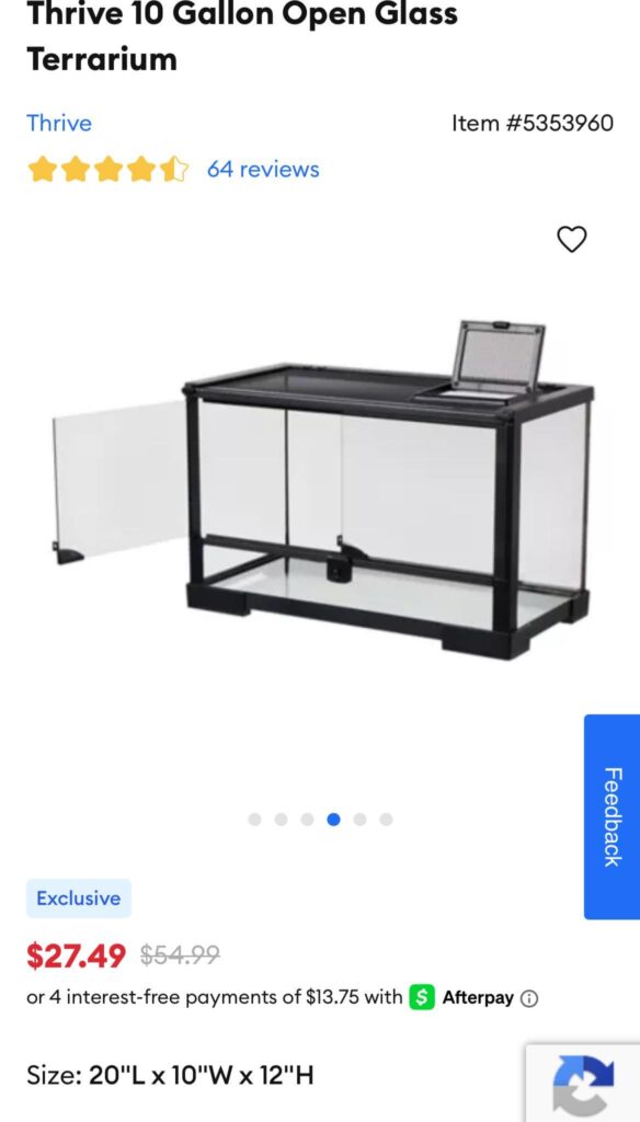 good deal on a 10 gallon front opening terrarium?