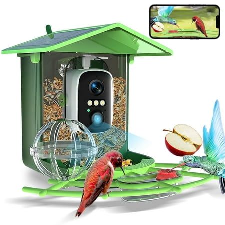 Koralakiri Bird Feeder With Camera Outdoor Solar Smart Birdfeeder With Wireless Camera Bird Houses for Outside Garden - 2k Video Live Ai Recognition Visible Window Auto Capture