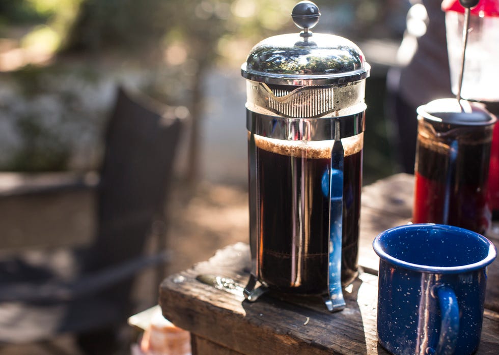 camping coffee in french press camping coffee in french press