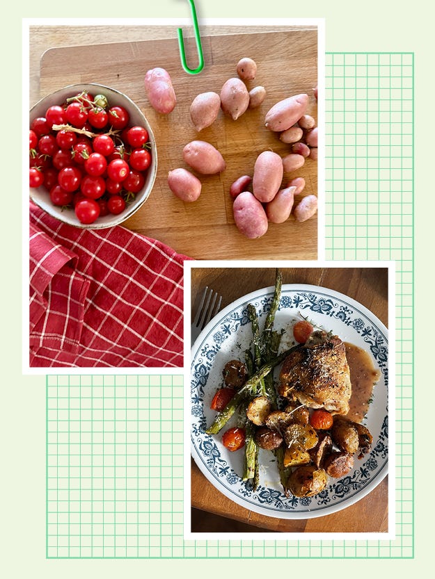 potatoes, tomatos and chicken