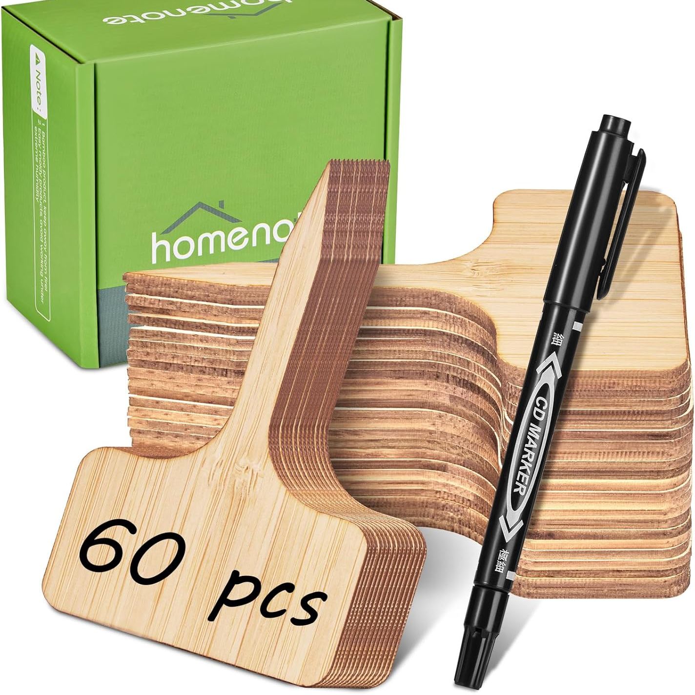 Homenote Bamboo Plant Labels 60pcs Plant Tags for Seedling T-Type Tags for Plants Outdoor Garden Markers Vegetable Seedling(2.36 * 4&ldquo;)