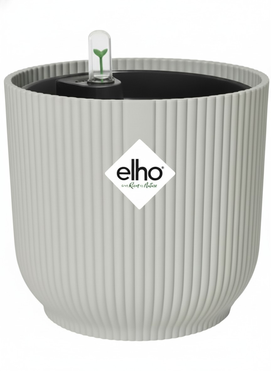 elho, Elho Vibes Fold Round Flower Pot With Self Watering Insert - 100% Recycled Plastic - Plant Pots Indoor - &Oslash; 22 Cm - White/silky White