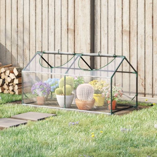 Outsunny 47" X 24" X 24" Portable Mini Tunnel Greenhouse Garden Planting Outdoor Flower Warm House Box W/ 2 Windows Steel Frame Pe Cover, Green &amp; Reviews | Wayfair