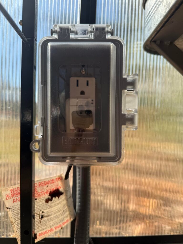 Greenhouse outlet installed. Winter ready!