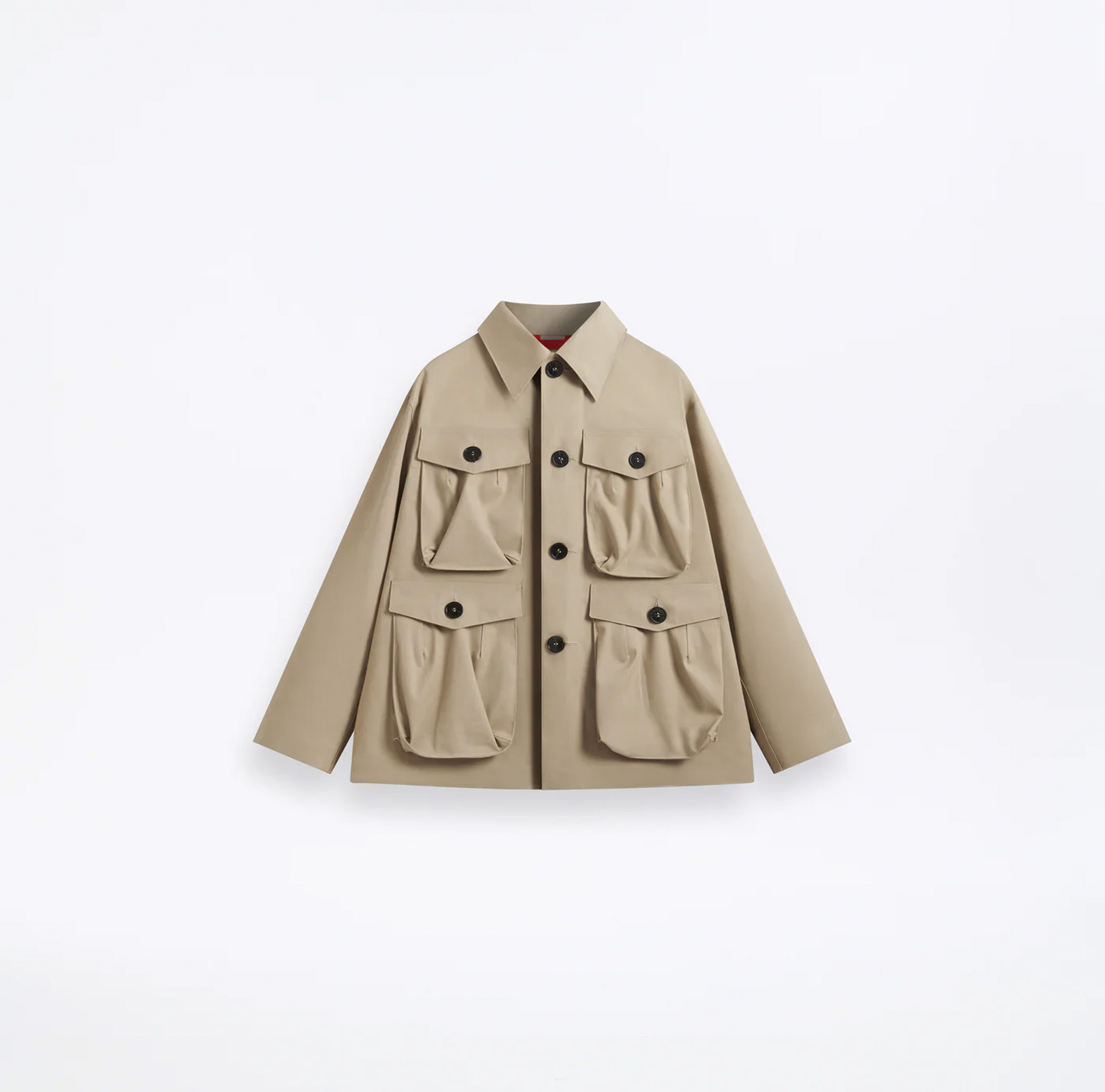 Mackintosh x Rika Studios Frank Rubberised Utility Jacket in tan.