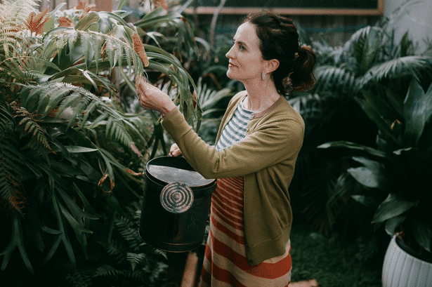 A woman gardening