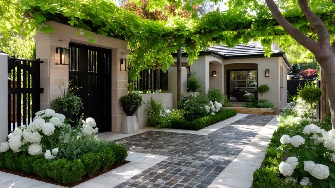 Dreamy Small Front Yard Garden | Entryway Makeover with Elegant Gates & Arches