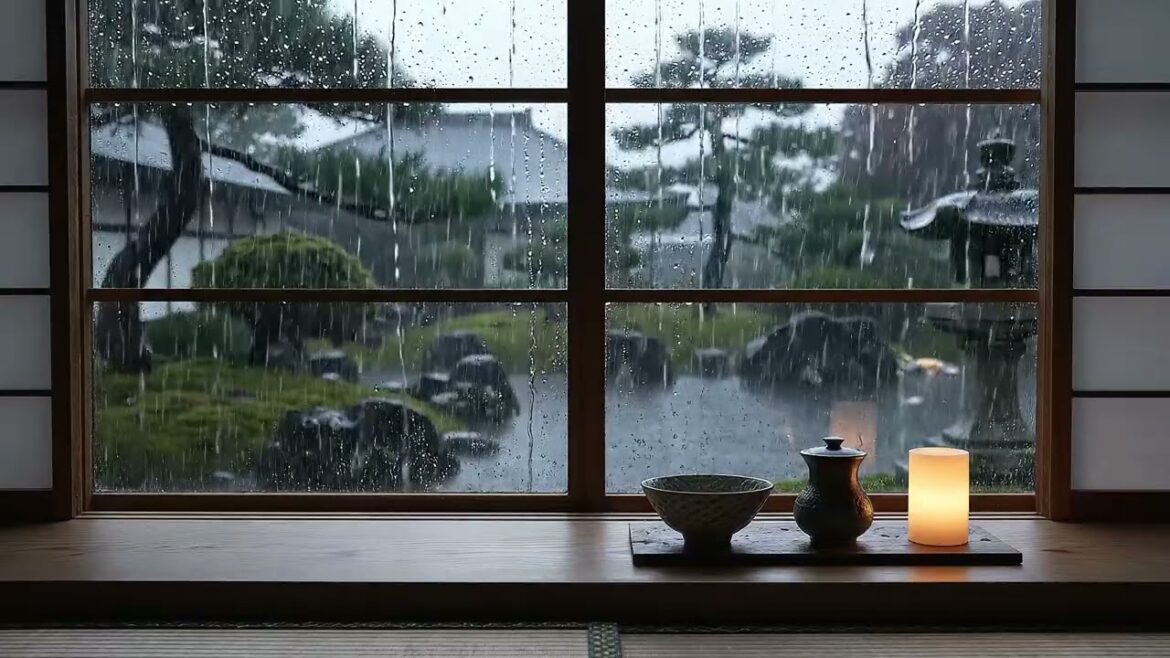 Midnight Japanese Garden Rain Sounds for Sleep | 3 HOURS Cozy ASMR White Noise for Deep Focus