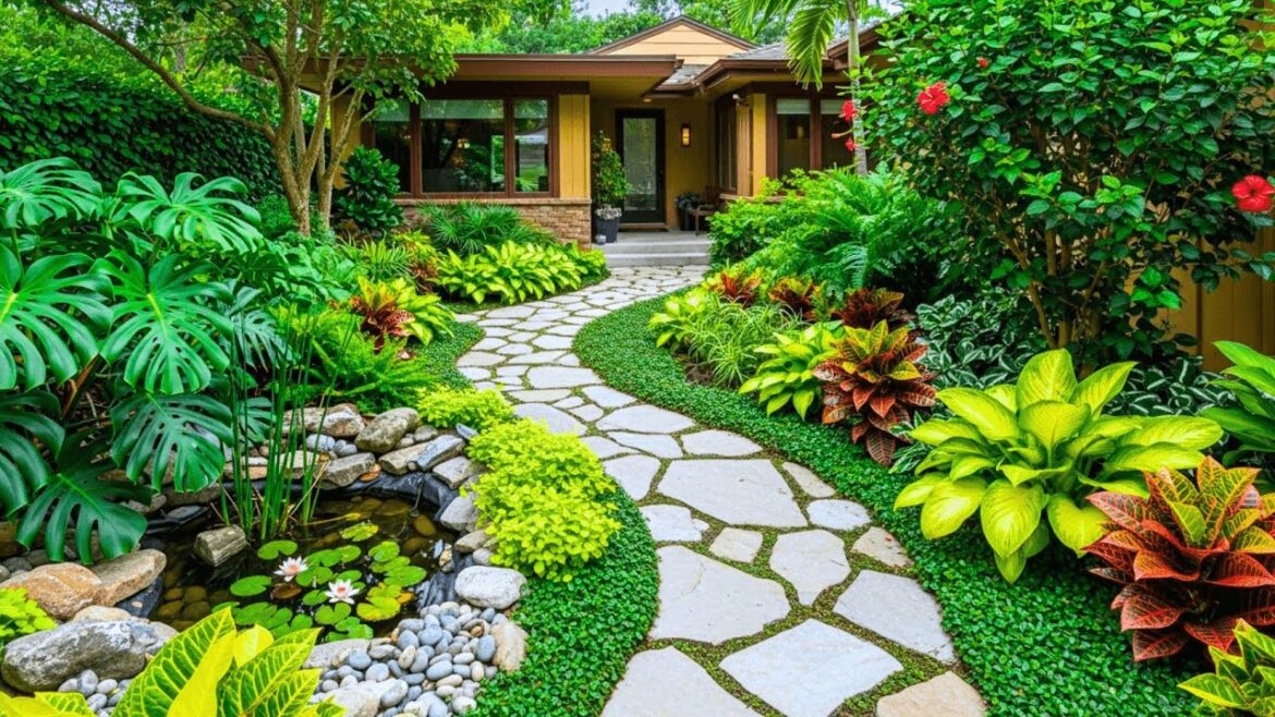 Small Front Yard Tropical Oasis | Inspiring Garden Walkway Ideas for Peaceful Outdoor Living