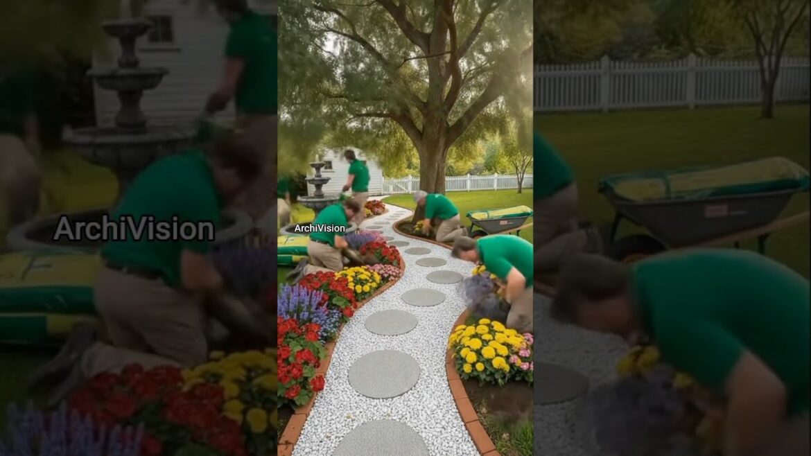 From Plain Path to a Dream Garden in Seconds! 😱🌿 #gardentransformation #timelapse