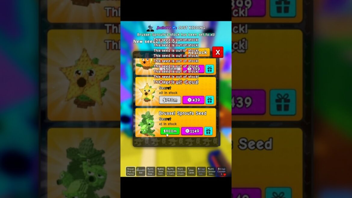 ADMIN ABUSE STOCK + RESTOCK POWER #roblox #plantsvsbrainrots