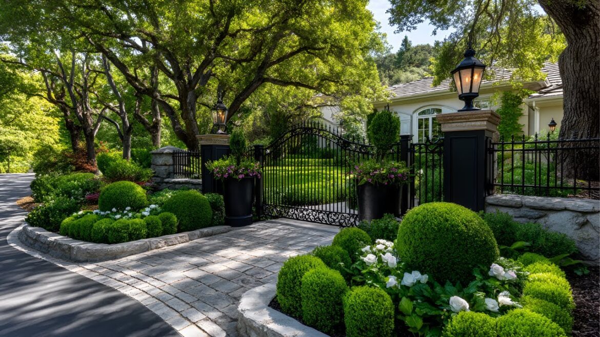 Luxury Entryway Style | Small Front Yard Garden with Stunning Gates & Arches