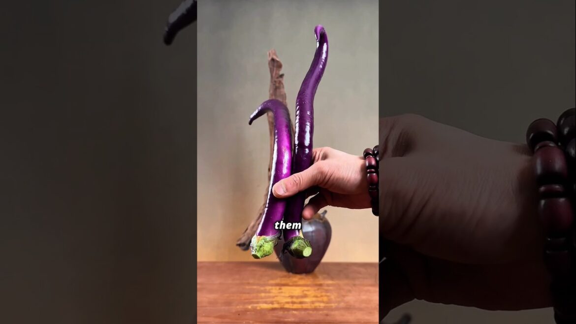 Turning fresh eggplants into a flower arrangement
