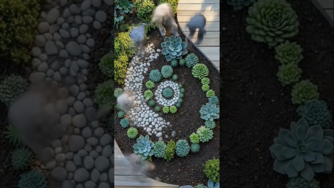 Absolutely stunning spiral garden with white stones 😲 #landscaping