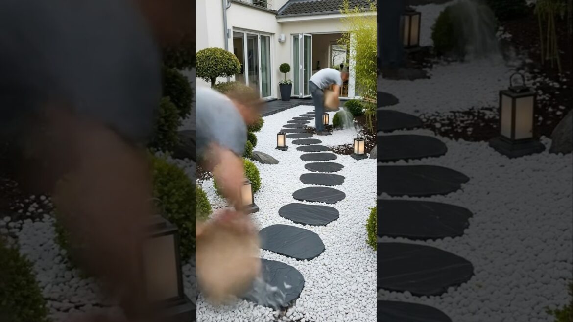 Clean Quartz Pathway Transformation in a Modern Garden (Timelapse)