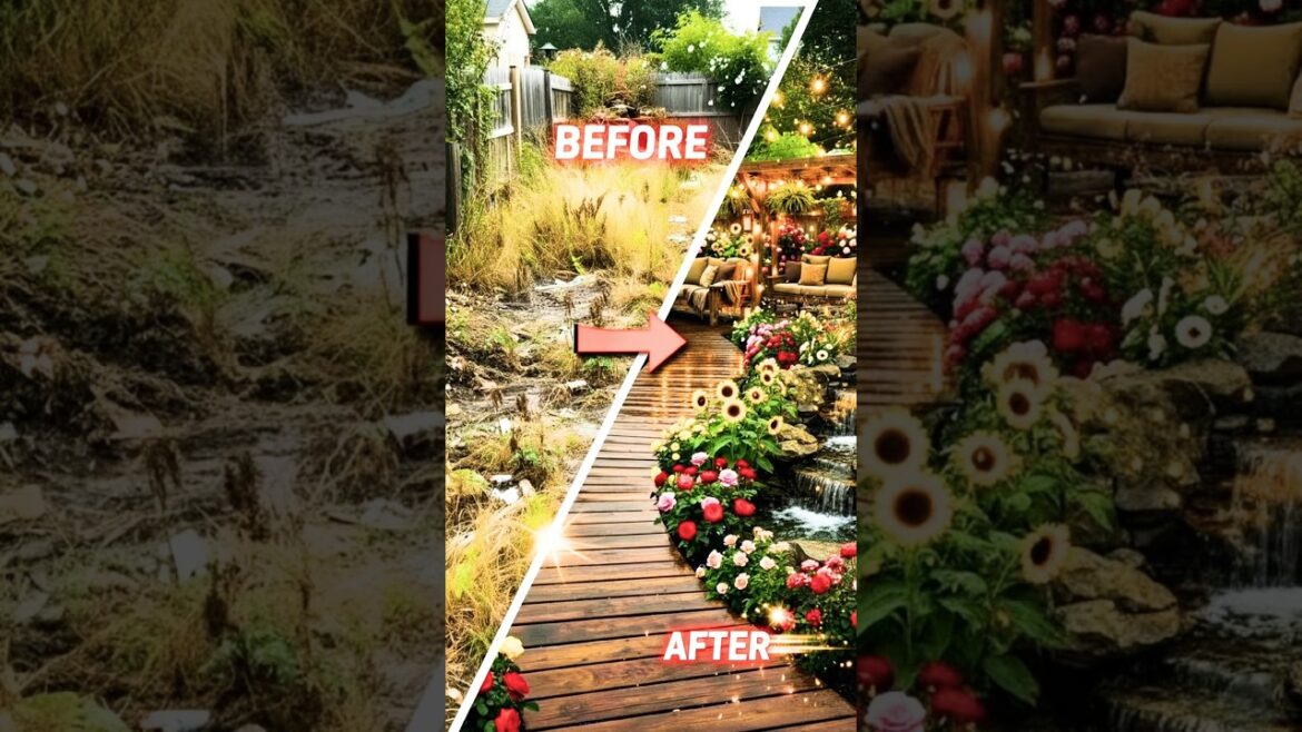 DIY 1 minute Of Backyard Transformation. #garden #backyard #decoration #shorts