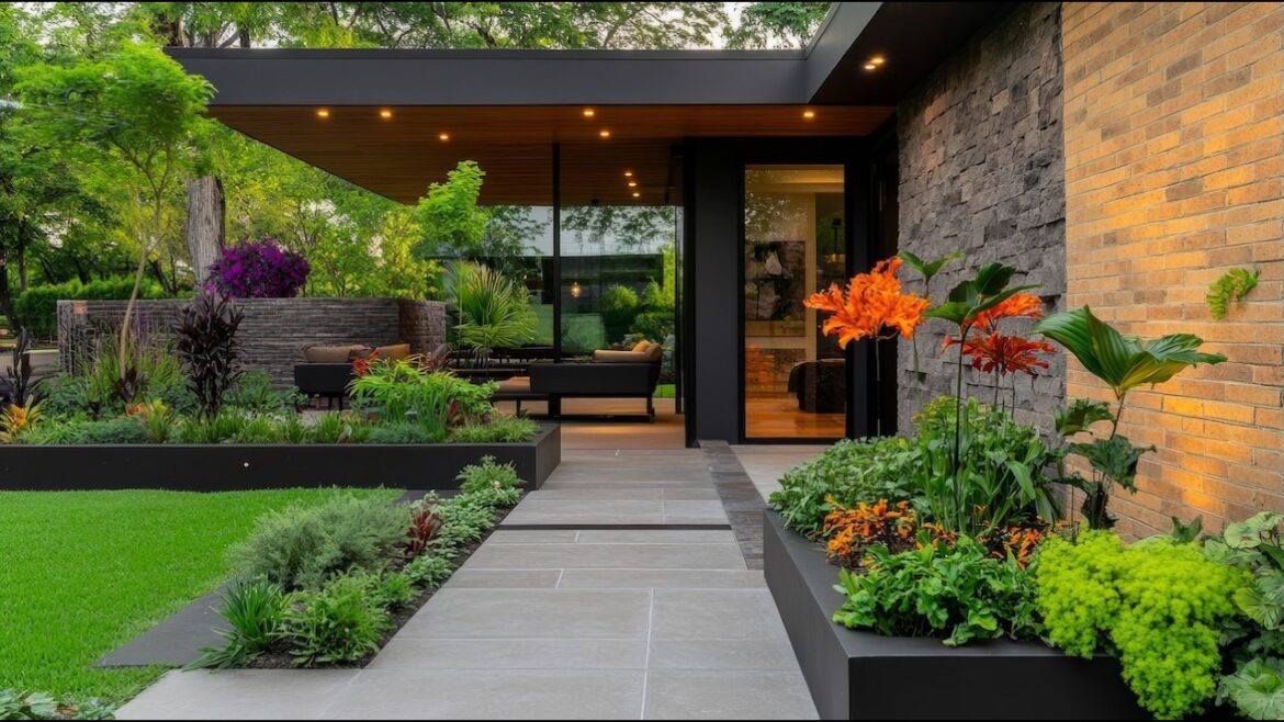 Small Modern Traditional Home Featuring Rustic Stone, Concrete, and Brick Backyard Garden Ideas