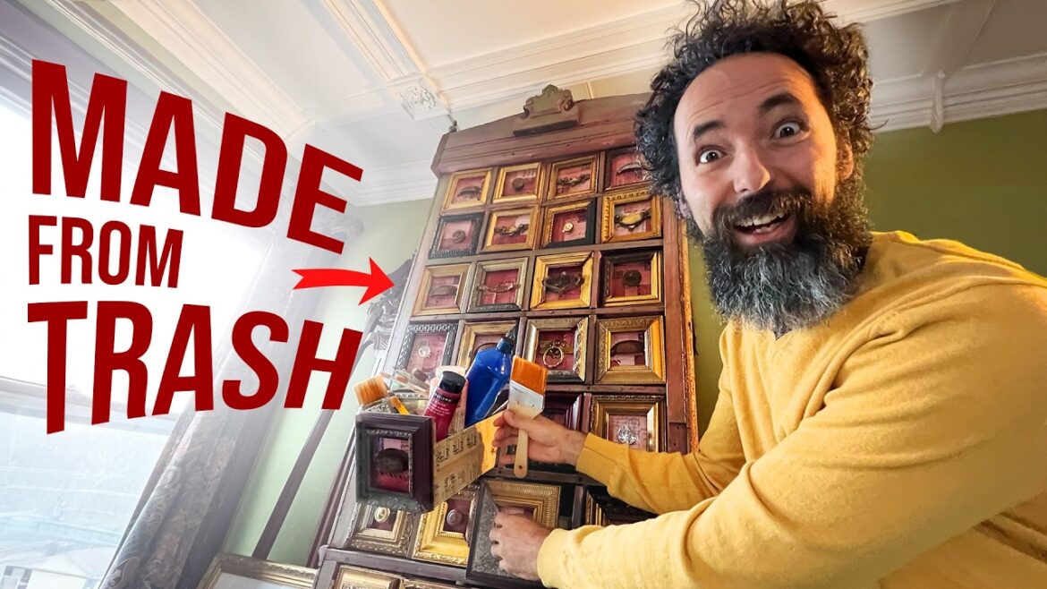 Crazy art supply storage made from trash